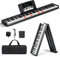 COSTWAY Tastiera Elettronica 88 Tasti Illuminati, Pianoforte Digitale Pieghevole Portatile con Custodia, Sustain Pedali, Modalità di Insegnamento, MP3/USB/MIDI/Bluetooth (Nero)