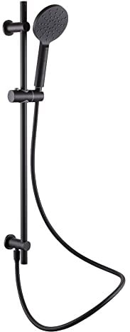 Dara Matt Black Round Shower Kit Slide Riser Rail Kit, Smart Click Function Handset Shower - Matt Black