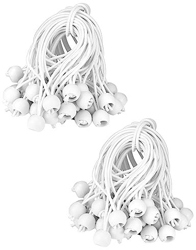 QWORK® 100 Piezas tensores Elasticos con Bola, 15 cm, Tensor de Goma, adecuadas para Tiendas de campaña, Lonas, pancartas, artículos para el hogar