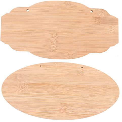 SUPVOX 2Pcs Unfinished Hanging Wood Plaques,Blank Bamboo Plaques, Simple Notice Boards Hanging Door Plates for Pyrography Painting Writing DIY Home Crafts Supplies