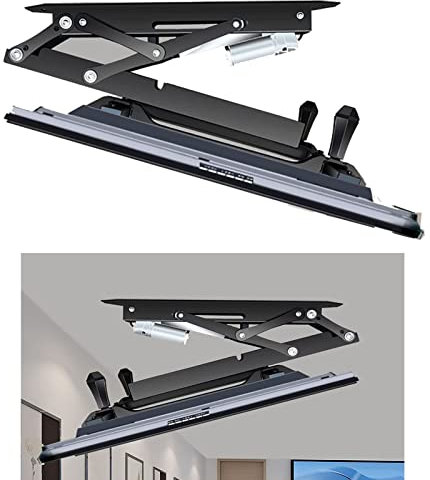 THEGA Motorized TV Ceiling Mount - TV Wall Mount, Telescopic TV Ceiling Mount with Auto Lift, Remote Control Electric Pull Down Mantel Mounting Bracket, 0-85° Flip Down, Fits 32-70 Inch TVs
