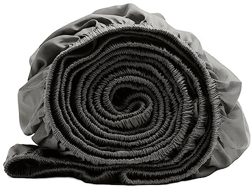 Amqua Mako Satin Spannbettlaken 120x200cm, 100% Bio Baumwolle (Zertifiziert), Bettlaken für Boxspringbett & Wasserbett oder Matratzen bis 30cm Höhe, Farbe: Grau