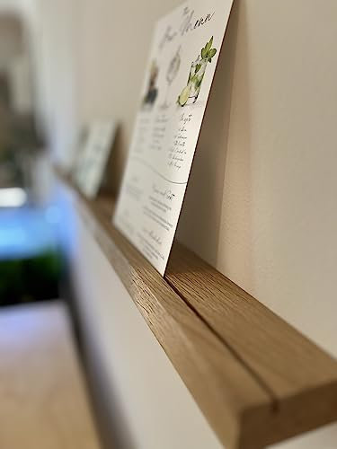 Bilderleiste - Fotoleiste aus naturbelassenen Eichenholz, verschiedene Formate Wandboard für Bilder mit und ohne Rinde (ohne Rinde, 40 cm)