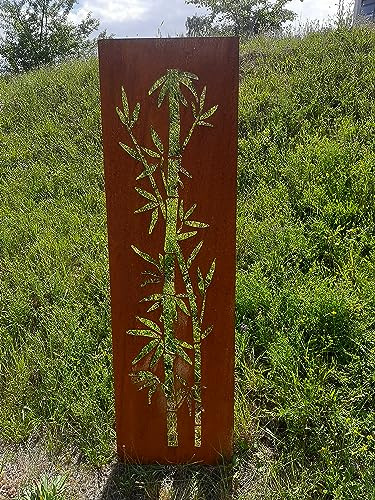 iss-kohli Gartenschild Metall Sichtschutz Gartenstecker Rostschild Edelrost 170 x 51 cm