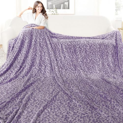Coperta per letto matrimoniale, in morbido pile viola, lavanda, lilla, in peluche, per letto matrimoniale, leggera, pelosa, extra large, decorazione per la casa