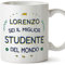 Mugffins Tazza Personalizzata in ceramica per STUDENTE uomo 11 oz / 350 ml - In italiano - Migliore del Mondo - Idea regalo per compleanno, anniversario, natale, laurea