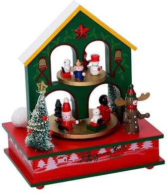 Zelda Bomboniere Spieluhr Holzhaus, 12 x 17 x 22 cm, Dekoration für Weihnachten