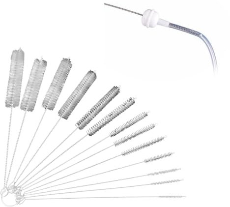 Vicloon Conjunto de 13 Piezas Botella de Limpieza Cepillos, 21cm de Largo Nylon Cepillos de Botella, Tubo Limpieza del Sistema de Cepillo para Pajita, Botella, Tetera, Copa - Blanco