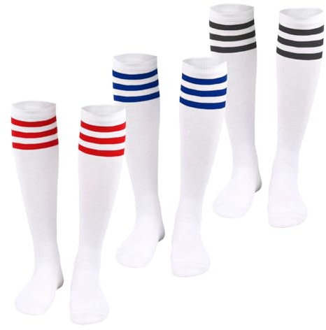 EUPSIIU 3 Paires Chaussettes Hautes Montantes à Rayures, Classics Ladies College Socks, Chaussettes Hautes, Chaussettes Femme Hiver Chaud Tricot pour Filles et Femmes 36-40