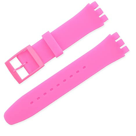 LUGEMA Bracelet en silicone couleur bonbon compatible avec Swatch 12mm 16mm 17mm 19mm 20mm Bracelet de remplacement de mode transparent Accessoires de montre (Color : Rose pink, Size : 16mm)