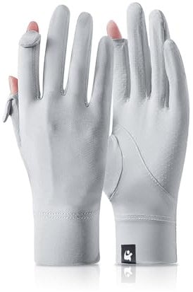 Feelorna Women UV Sun Protection Gloves, Summer Ice Silk Breathable Sunblock Gloves Full Finger Non-slip Touch Screen Driving Gloves for Riding Golf Fishing Outdoor Hiking