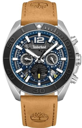 Timberland Marshfield Uhr für Herren in der Farbe Beige mit Armband aus Leder Wasserdichtigkeit: 5 bar, Gehäusedurchmesser: 44 mm, TDWGF0041701