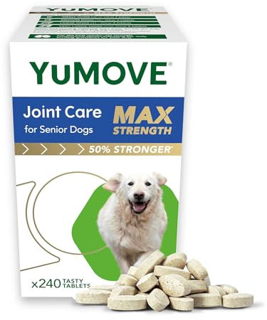 YuMOVE Max Strength Joint Supplement for Senior Dogs, Hip & Joint care with Glucosamine, Chondroitin & Green Lipped Mussel, Aged 8+, 240 Tablets