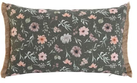 Home ESPRIT Kissen, Grün, Blumen, Boho, 50 x 5 x 30 cm, bunt, cuadrado, Casual