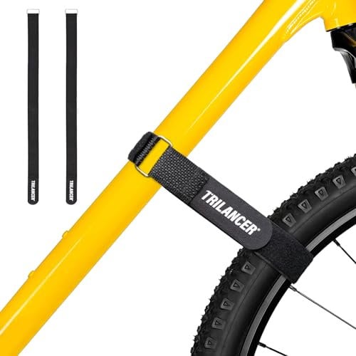Trilancer Fahrradträgergurte, 2er-Pack Verstellbare Fahrrad-Stabilisator-Gurte, Spanngurte mit Haken und Schlaufe für Auto- und Wandhalterung, für Transport und Aufbewahrung (65 cm x 3,8 cm)