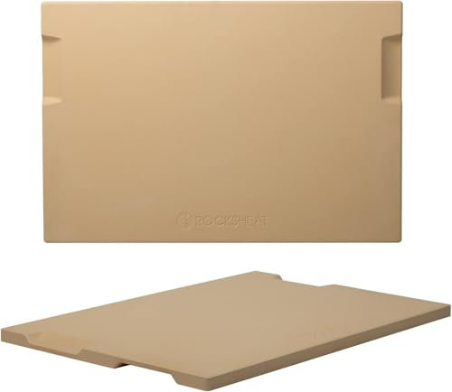 ROCKSHEAT Pierre à pizza rectangulaire 34,3 x 50,8 x 1,7 cm, grandes pierres à pizza pour four, gril, barbecue, pierre de cuisson en cordiérite robuste pour pizza et pain, design innovant intégré 4