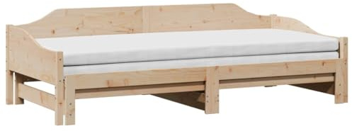 vidaXL Tagesbett, Gästebett Ausziehbar ohne Matratze, Schlafsofa Bettsofa für Wohnzimmer Schlafzimmer, Ausziehbett Bettgestell Sofabett, 90x200cm Massivholz