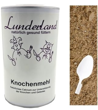 Lunderland Knochenmehl 700g Ergänzungsfuttermittel für Hunde und Katzen I Natürliches Calcium zur Unterstützung der Knochen und Gelenke I 100% Knochenmehl
