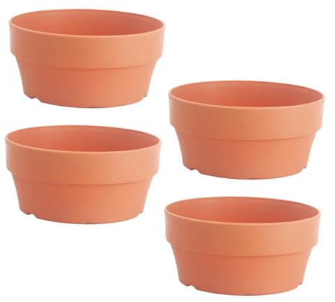 Parliky 4piezas Macetas De Plástico Imitación Arcilla Diseño Redondo para Suculentas y Cactus Decoración para Khaki