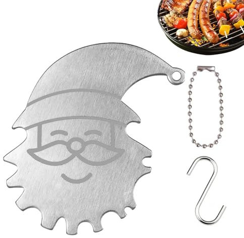 Générique Petit grattoir à Gril, Outil de grattoir en métal - Outil de Nettoyage de Gril en Forme de Père Noël,Grattoir pour Le Nettoyage, Outils pour plancha, pour Un Nettoyage Facile