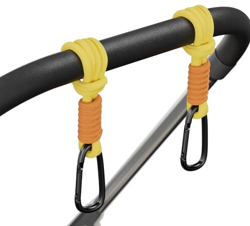 SURDOCA Ganci per Passeggino Porta Borse, Ganci Passeggino Universali, Gancio Passeggino per Borsa, Accessori per Passeggino Leggero Giallo 2pc