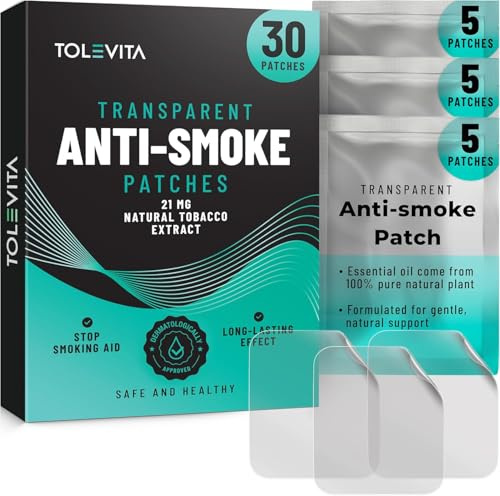 TOLEVITA Anti- Smoke Herbal Patches Transparent 21 mg | Quit Smoking Patches to Help Reduce Cravings | Herbal Stop Smoking Aid for a Healthier Lifestyle - 30 Patches