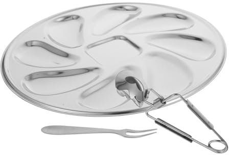 Amosfun Piatto Per Ostriche in Acciaio Inossidabile Da Forchetta Per Ostriche Piatto Da Portata Per Per Barbecue Ristoranti e Uso Casalingo