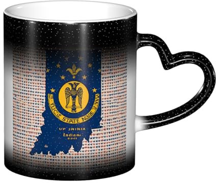 WCXTHGFA Kaffeetasse mit abstrakter Flagge von Nizza Indiana, Farbwechsel, Keramik, farbwechselnd, hitzeempfindliche Kaffeetassen