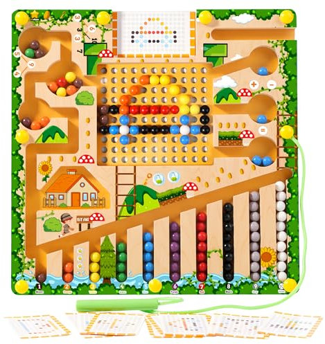 Magnetspiel Labyrinth Holzspielzeug Magnet Labyrinth Ab 2 Jahre Magnetspiel Kinder Motorikspielzeug für Kinder Geschenke Zum Sortieren Von Zahlen und Farben