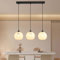 JHYPVII Glas Esstisch Pendelleuchte Weiss 3 Flammig Dimmbar 3000k-6500k Hängelampe Esstisch mit Weiß Glaskugel Lampenschirm E27 Esstischlampe Hängend Höhenverstellbar für Wohnzimmer Küche (Weiße)