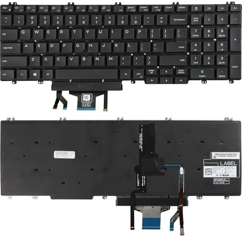 New Keyboard with Backlit and Pointer Replacement for Dell Latitude 5500 5501 5510 5511, Precision 3540 3541 3550 3551 Series US Layout P/N: 0MMH7V NSK-EX0BC 0T60VP NSK-EX1BC