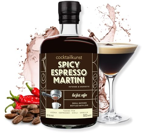 Cocktailkunst Espresso Martini | Spicy | Vodka, Espresso, Vanille, Chili | 500 ml | 15% Vol.