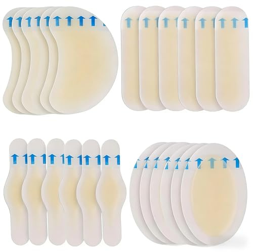 24 Pcs Blister Plasters for Feet, Invisible Hydrocolloid Plasters Hydrocolloid Patch, Heel Cushion Pads, Heel Blister Prevention (24 Pcs)