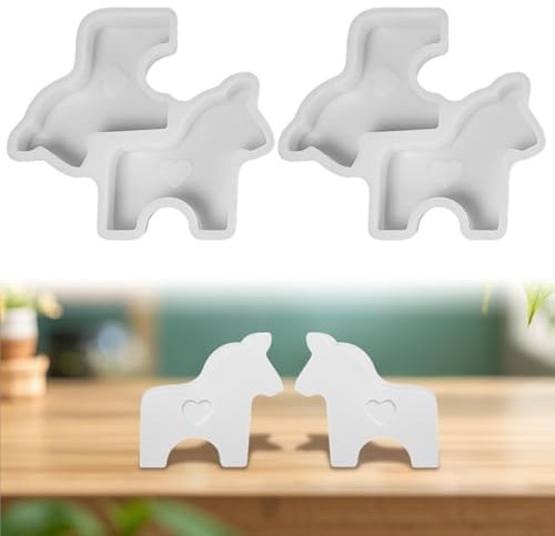 Silikonformen Gießformen Pferd, 4 Stück Silikonform Pferd Gipsformen Zum Gießen Gießformen Silikon Gießform Pferd Giessformen Silikon Pferd für Kerzen, Seife, Gips, Beton, Epoxidharz, DIY Handwerk (B)