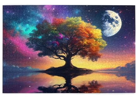 Puzzle Albero della vita 3000 Pezzi Luna Adulti, Puzzle di Legno da Principiante, Giochi Divertenti di Intrattenimento in Famiglia, DIY Creativi Hobby Adulti Uomo/Donna Decorazione Casa Regalo 1T-1120