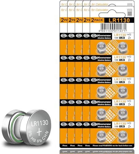 100 Pcs LR1130 1.5V Button Coin Cell Batteries AG10 Battery Equivalent LR1130 AG10 SR1130 SR1131 389 390 LR54 Battery for Watch, Calculators, Toys, Car keys, Hearing Aids, Glucometer