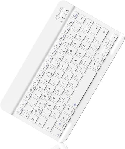 Générique Clavier Souris sans Fil, Clavier Bluetooth Universel Portable Ultra - Mince Rechargeable, Clavier sans Fil, pour iOS iPad/Tablette/PC/iOS/Android/Windows/Samsung/Lenovo FR QWERTY