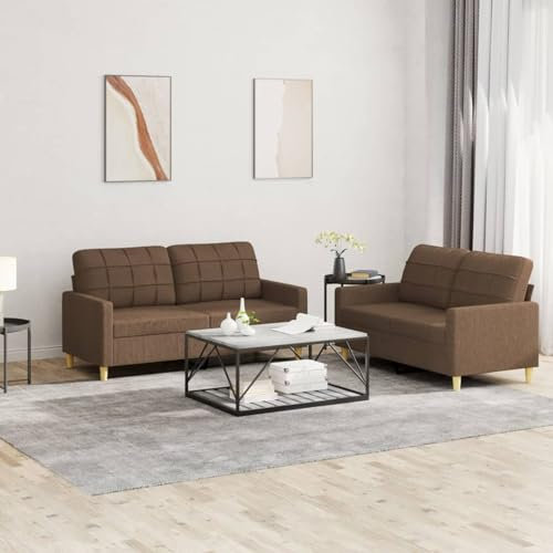 Snsowed 2-TLG. Sofagarnitur mit Kissen Braun Stoff, Sofa Mit Relaxfunktion, Couchgarnitur, Wohnzimmer Sofa, Couch, Sofa Set 3201277