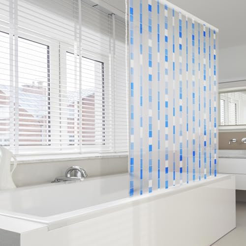 Store de douche avec cordon latéral, réglable en continu, imperméable et à séchage rapide, matériel de fixation inclus, différents designs disponibles (240 x 140 cm, mosaïque)