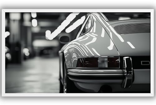 MJ-GRAPHICS® Poster Porsche Oldtimer Bild 80x40cm – Vintage Sportwagen Nahaufnahme Auto Wandbild Garage Männer Deko Büro Wohnzimmer Klassisch Retro Wanddeko Kunst OHNE RAHMEN