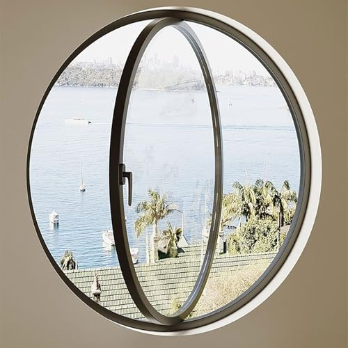 Redondo Vaso Ventana Del Cobertizo, Montaje Empotrado Ventana Redonda Vidrio, Cocina Decoración Del Hogar Ventana De Ojo De Buey Para Baño, Dormitorio, Sala Estar(Black+transparent,40cm/15.7in)