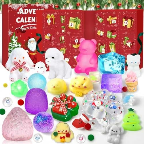 Adventskalender 2025, Fidget Toy Weihnachts Countdown Kalender, Fidget Advent Calendar mit 24 Pcs Überraschungen Party Von Sensorik Toys für Kinder, Taba Weihnachtsfeier Geschenke