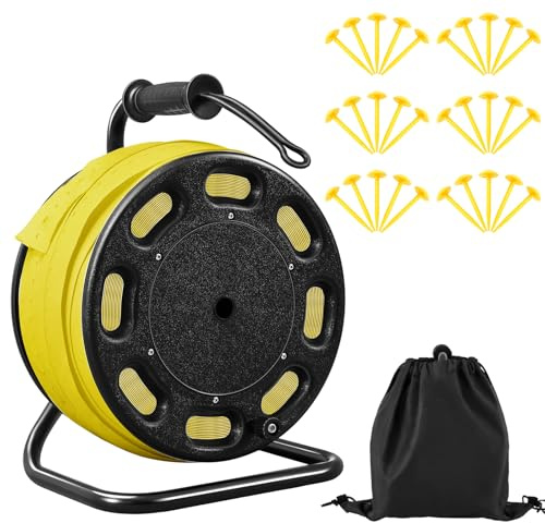 Shimeyao 328 ft Field Marking Tape Kit Stretchable Portable Durable Pitch Marking Tape for Soccer Football Beach Volleyball Badminton Boundary Sport Lines for Outdoor(Yellow)