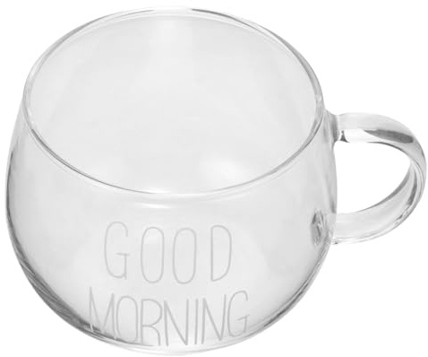 AUTSUPPL Tazza in Vetro Resistente Al Calore Con Manico Tazza Latte Trasparente Per Colazione e Ufficio Bicchiere Multifunzionale Per Latte Cereali e Bevande Morning Cup