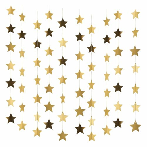 3 Stück 4m Glitzer Stern Girlande Glitzer Sterne Papiergirlande | Wimpelkette Goldenem Zum Aufhängen Dekoration Für Hochzeit Geburtstag Party