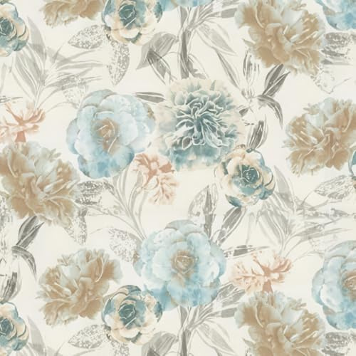 PROLEMIX Vintage Damask Peel and Stick Wallpaper, Waterproof Wall Covering in Blue and Beige Floral Pattern, 44 x 300 cm, Self-Adhesive, for Bedroom and Bathroom
