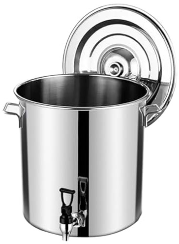 THEGA Hochwertiger Edelstahl-Braukessel Mit Zapfhahn, Professioneller Kochtopf Und Milchkanne Mit Zapfhahn, Ideal Zum Bierbrauen, Einmachen Und Kochen Im Freien, Inklusive Deckel(30L/28.2QT)