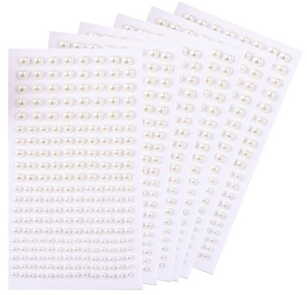 1320 Pcs Self Adhesive Pearl Stickers Flat Back Pearls Sticker Pearl Beads for Face Beauty Nail Art White Hair Gems Crafts DIY Decorations Round Stick on Pearls 4 Size (3mm/4mm/5mm/6mm)