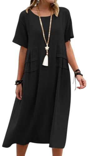 Cozyan Robe Femme Ete Chic Boheme Jacquard Col Rond D'été Robe de Plage Décontracté à Manches de Soiree Femme Longue pour Femmes Longue de Plage bohème Courtes Manches Jupe Enceinte