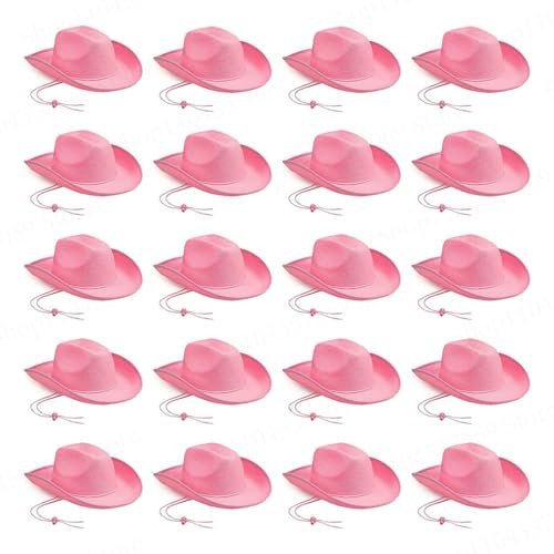 Gyios Fischerhut Western Cowboy Hüte Bandanas Set Filz Party Hut Unisex Cowgirl Kostüm Für Hochzeit Festival Disco Event Supplies Bulk Supplies-rosa-12 Stück